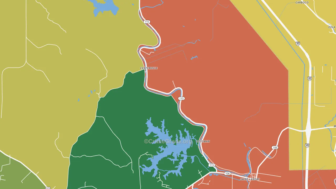 St. Landry, LA Map of Robbery Rates