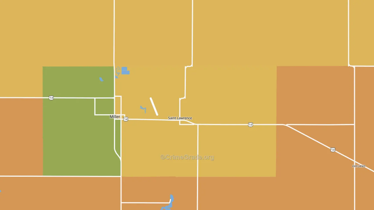 St. Lawrence, SD Map of Robbery Rates