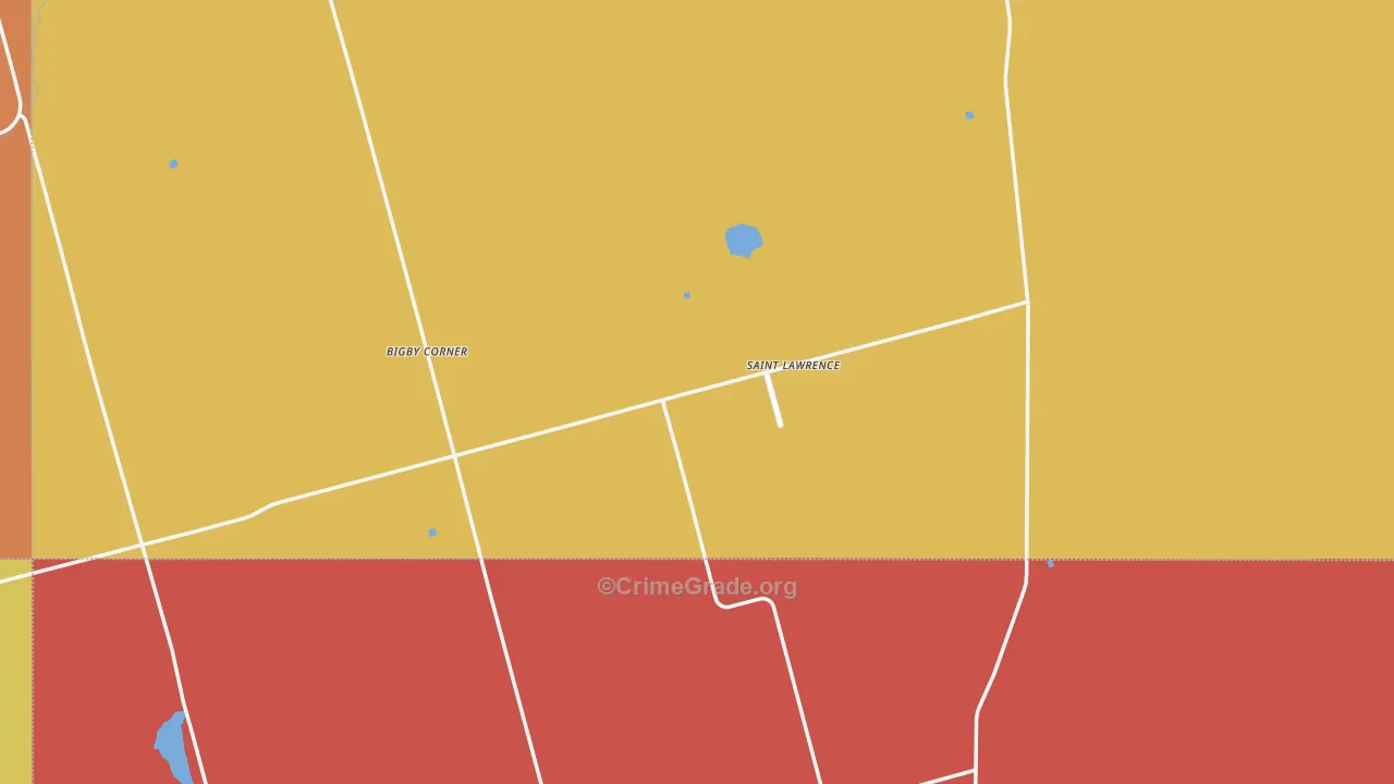 St. Lawrence, TX Map of Robbery Rates