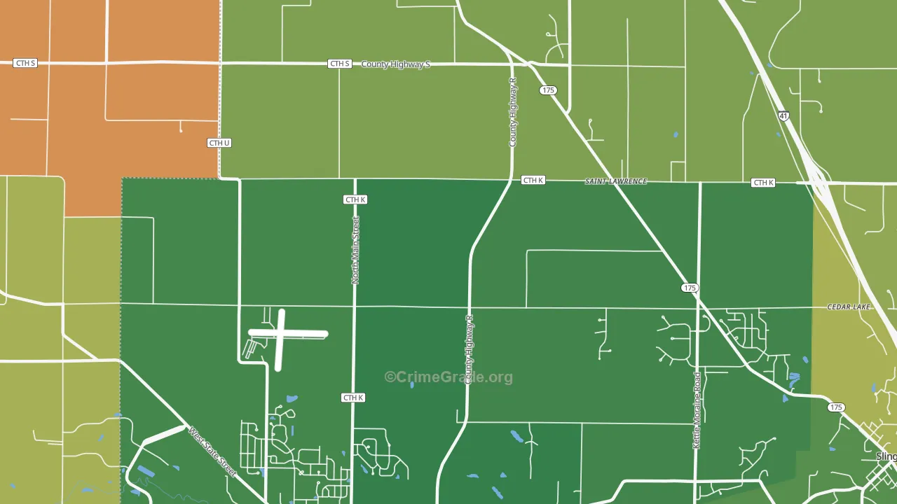 St. Lawrence, WI Map of Robbery Rates