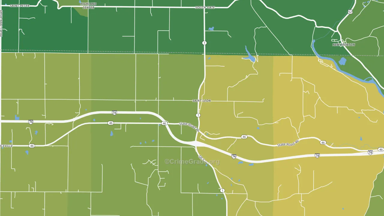St. Leon, IN Map of Robbery Rates