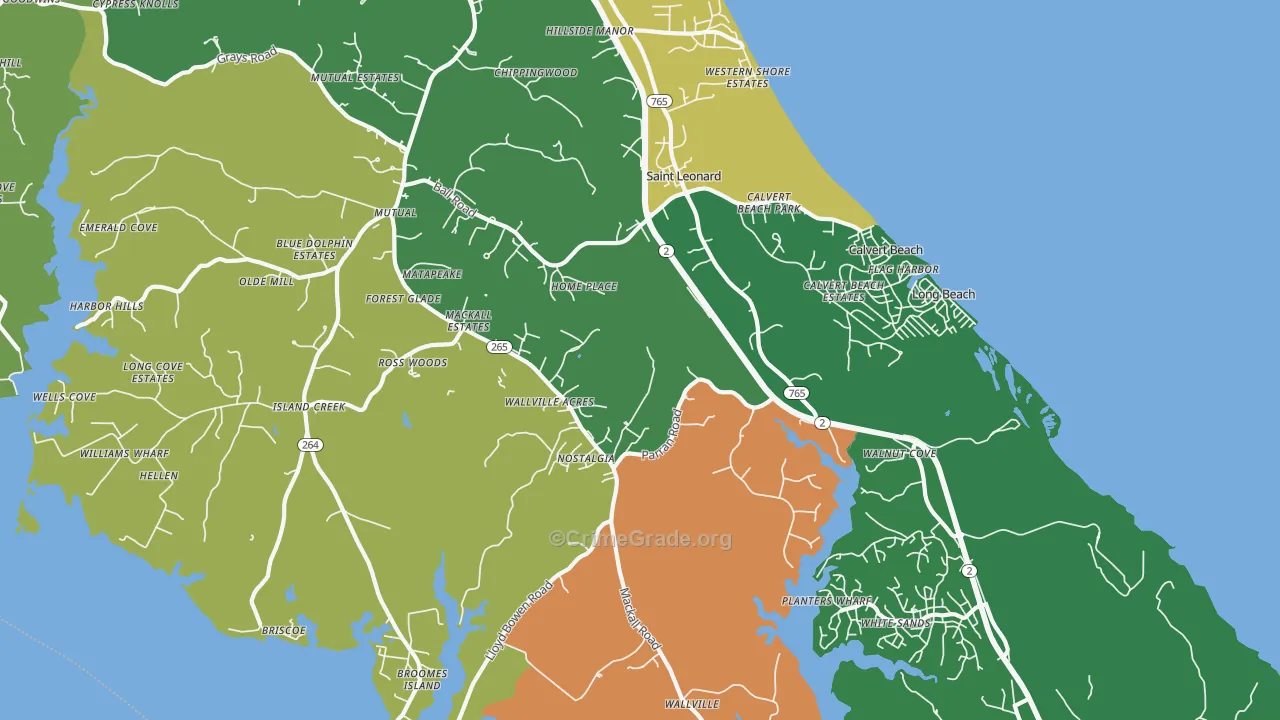 St. Leonard, MD Map of Robbery Rates