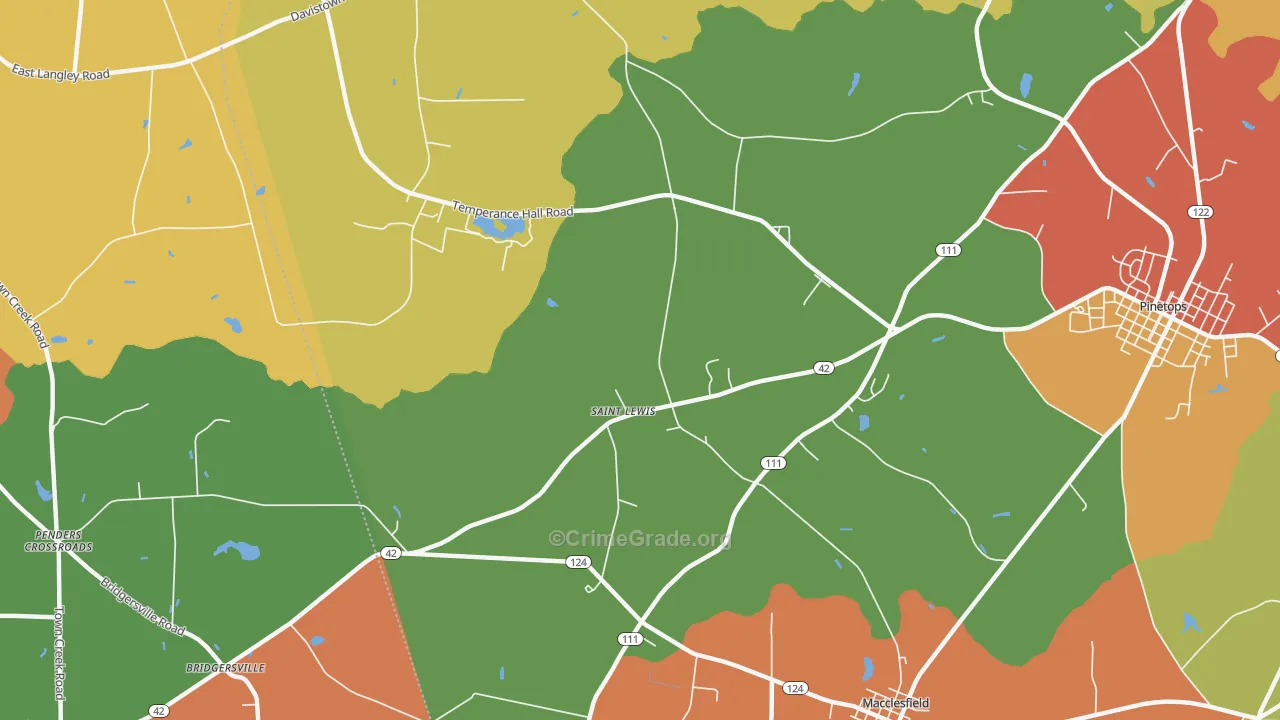 St. Lewis, NC Map of Robbery Rates