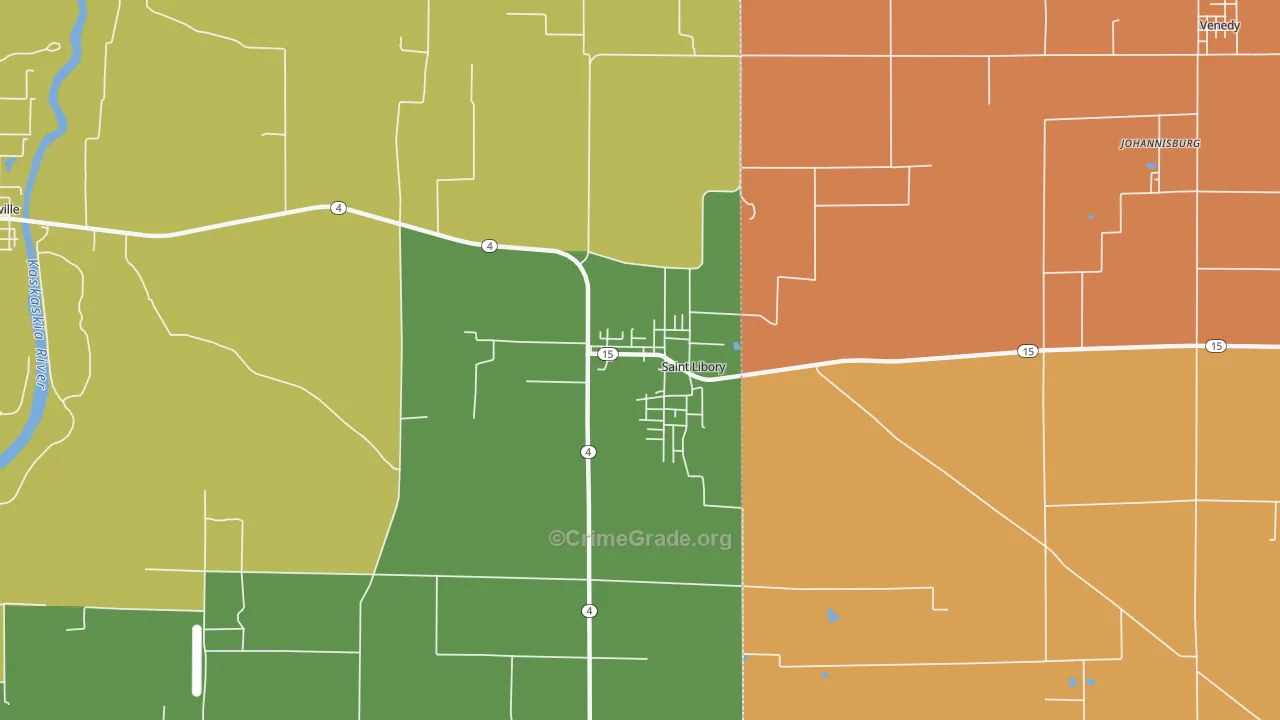 St. Libory, IL Map of Robbery Rates