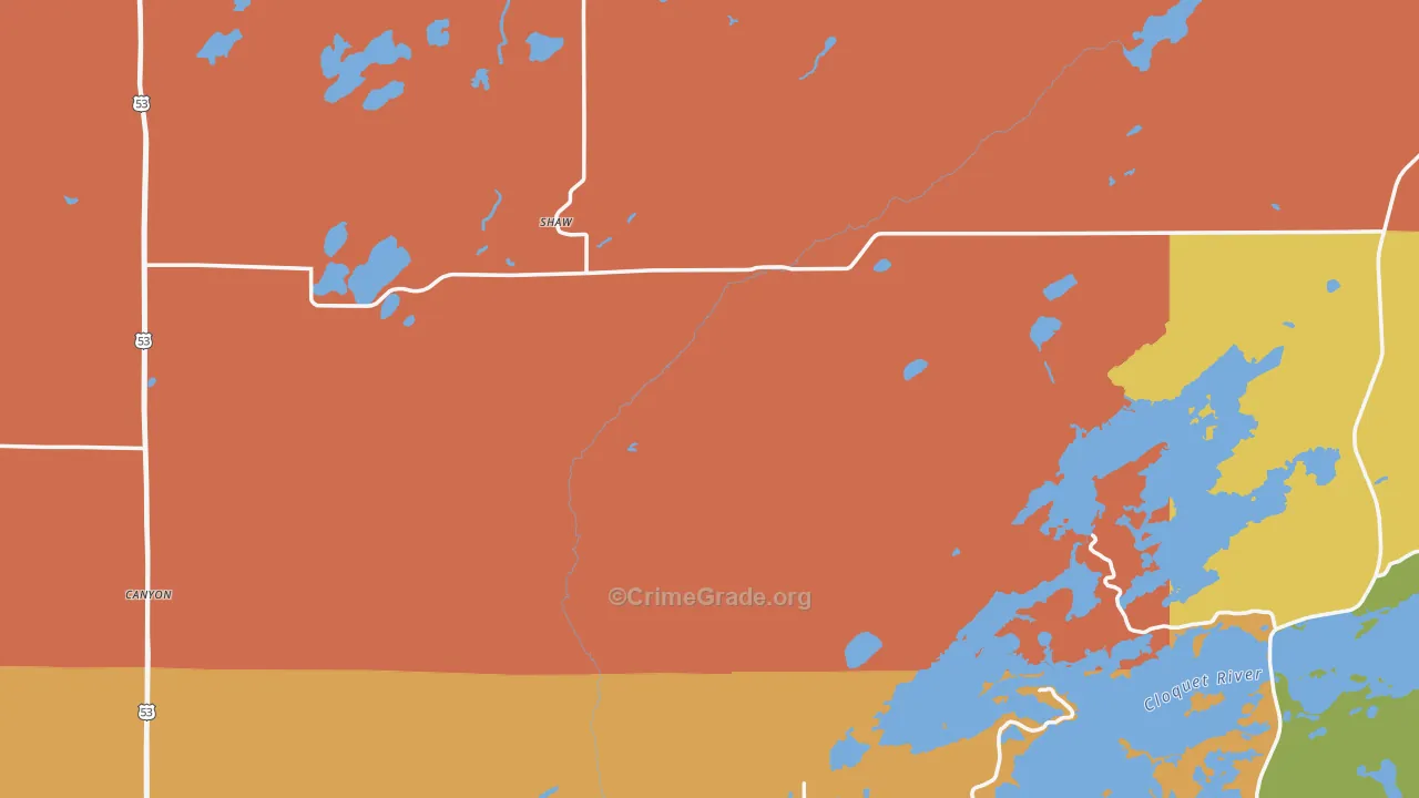 St. Louis County, MN Map of Robbery Rates