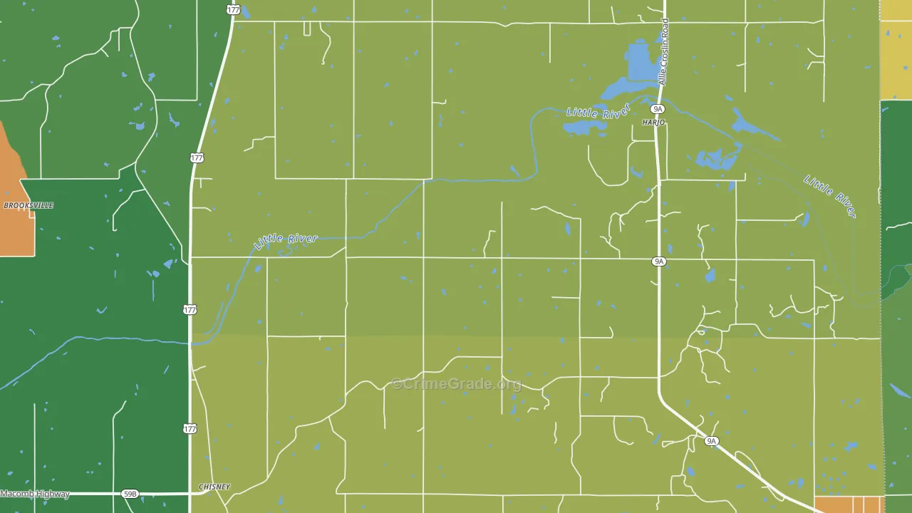 St. Louis, OK Map of Robbery Rates