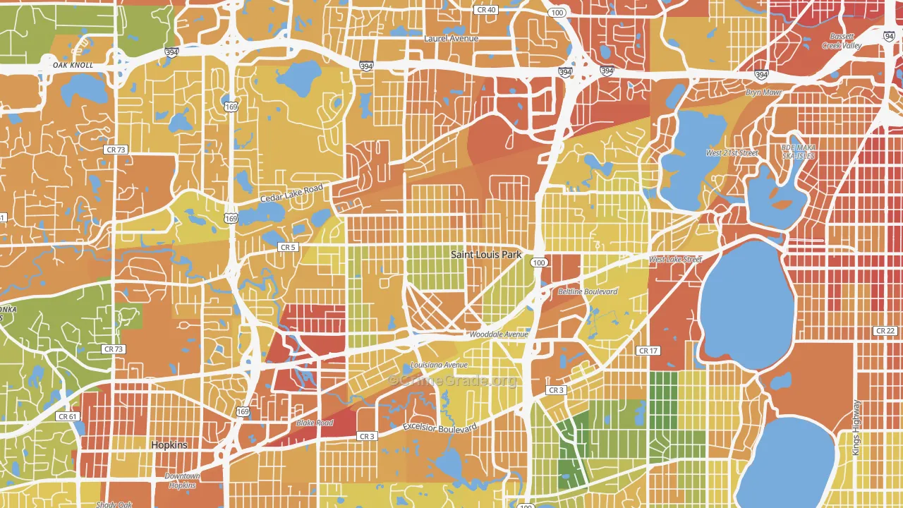 St. Louis Park, MN Map of Robbery Rates