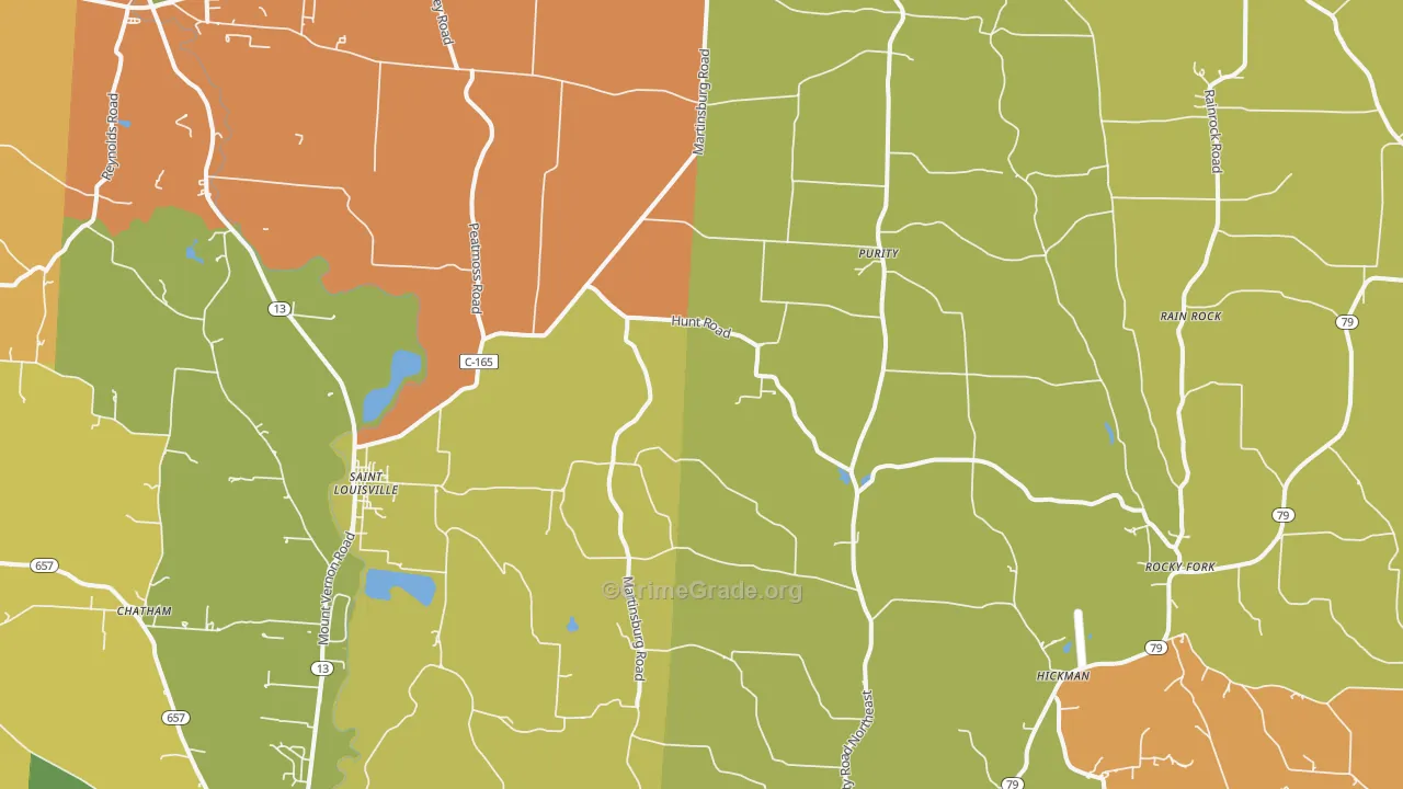 St. Louisville, OH Map of Robbery Rates