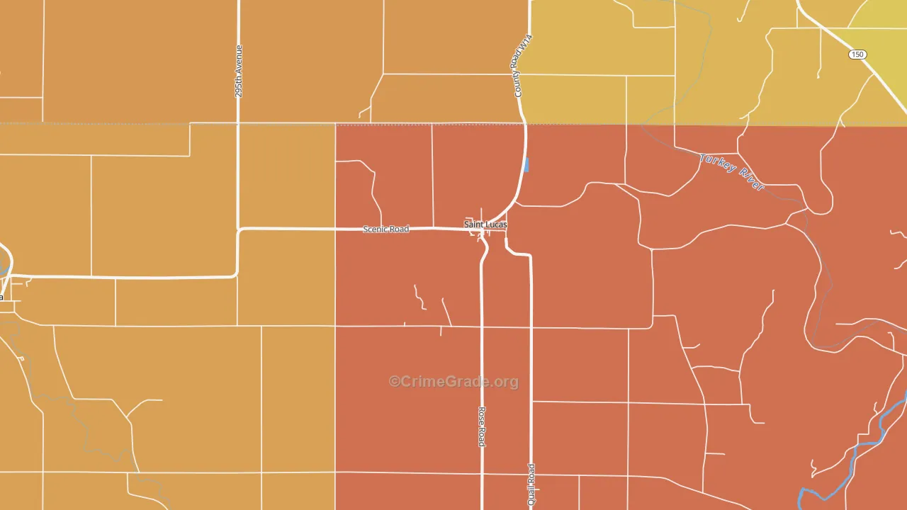 St. Lucas, IA Map of Robbery Rates