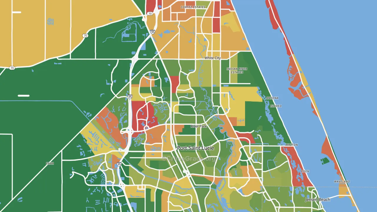 St. Lucie County, FL Map of Robbery Rates