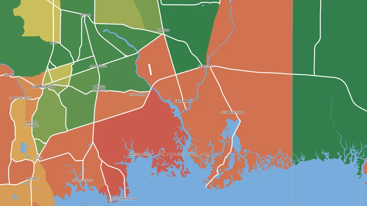 St. Marks, FL Map of Robbery Rates