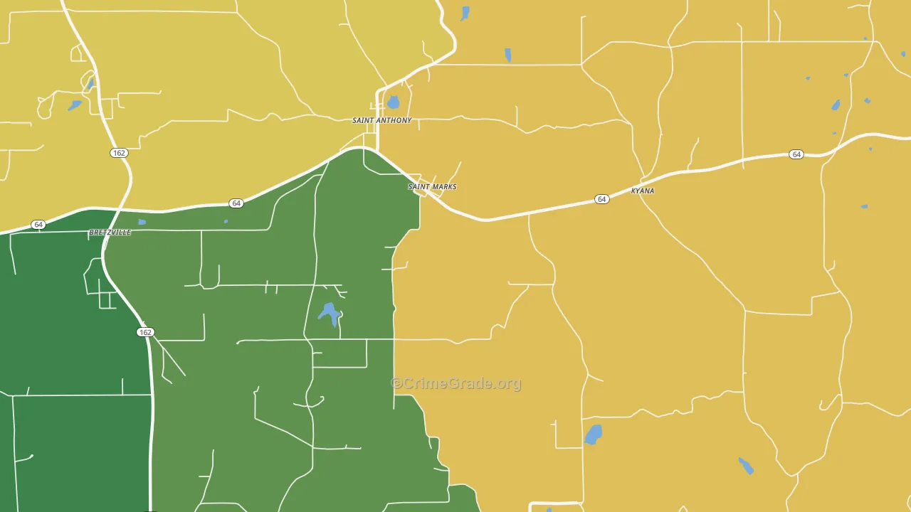St. Marks, IN Map of Robbery Rates