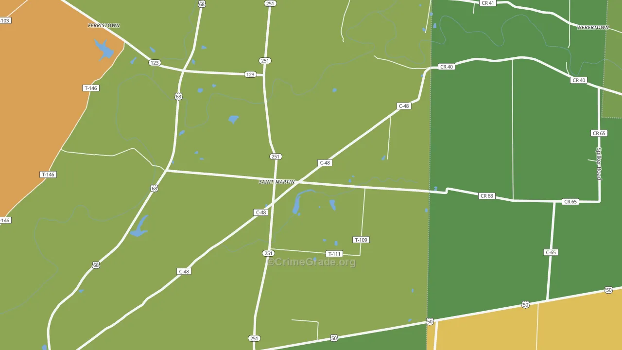 St. Martin, OH Map of Robbery Rates