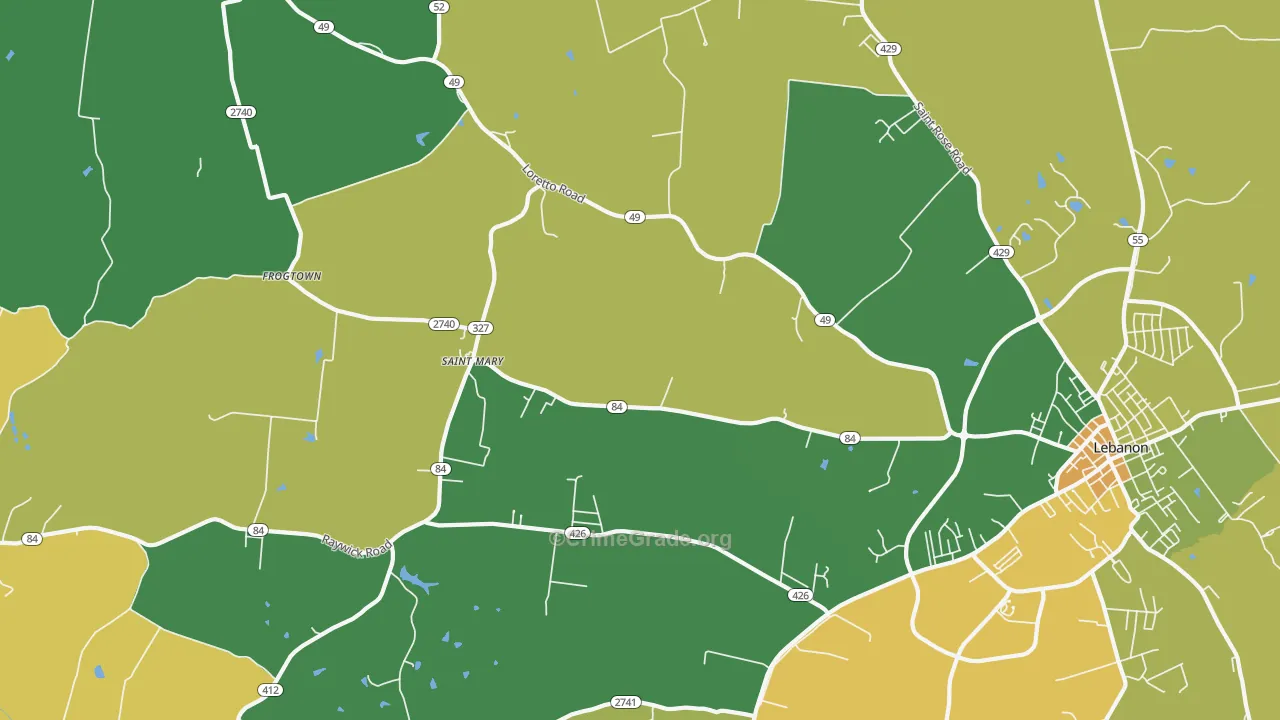 St. Mary, KY Map of Robbery Rates