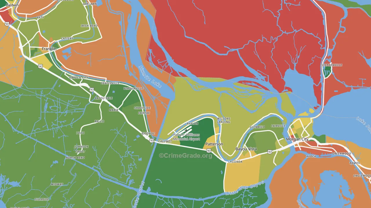 St. Mary Parish, LA Map of Robbery Rates