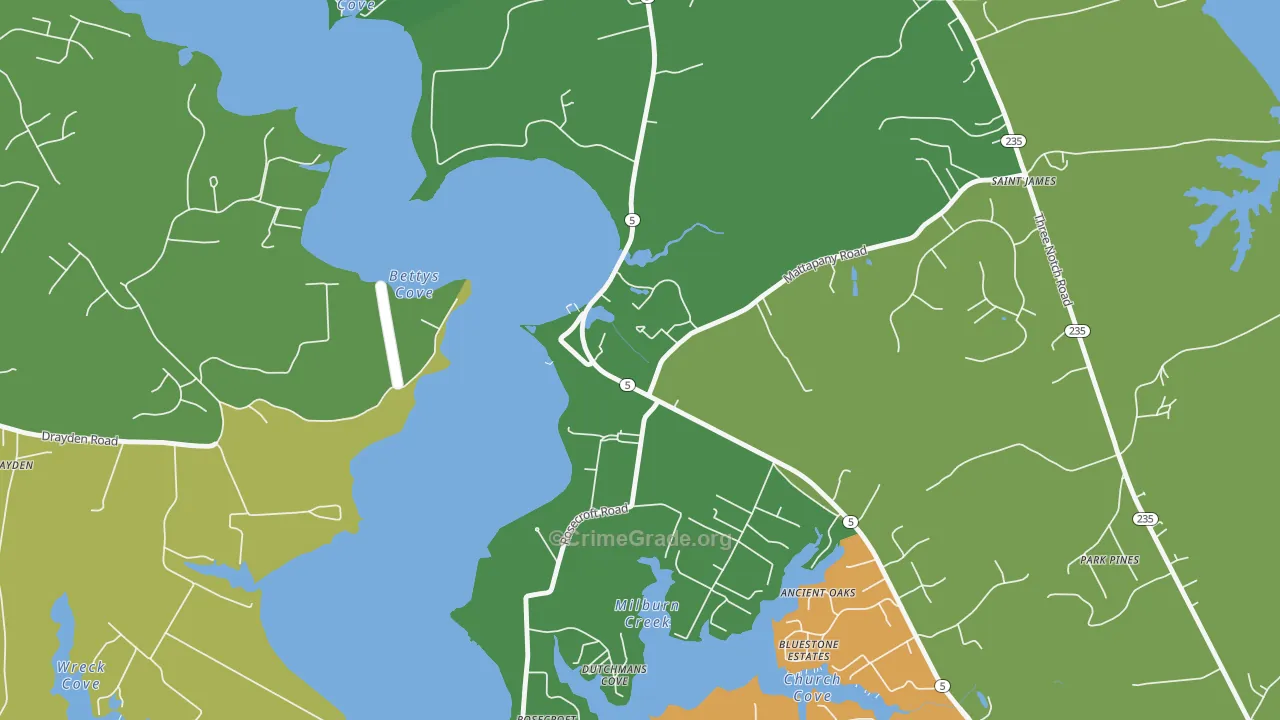 St. Marys City, MD Map of Robbery Rates