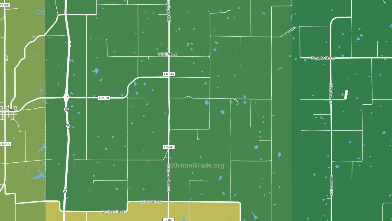 St. Marys, IA Map of Robbery Rates