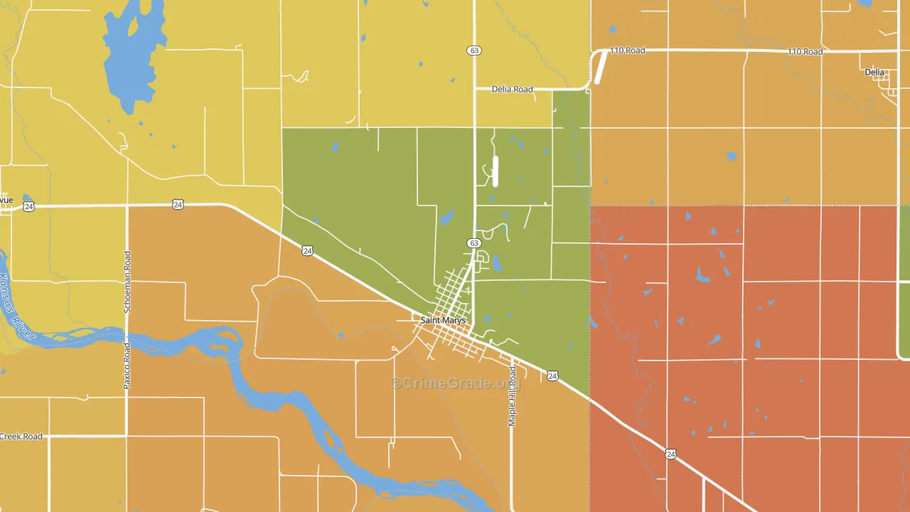 St. Marys, KS Map of Robbery Rates