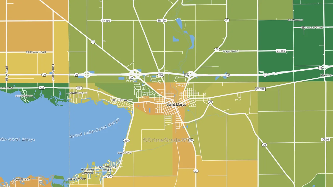 St. Marys, OH Map of Robbery Rates
