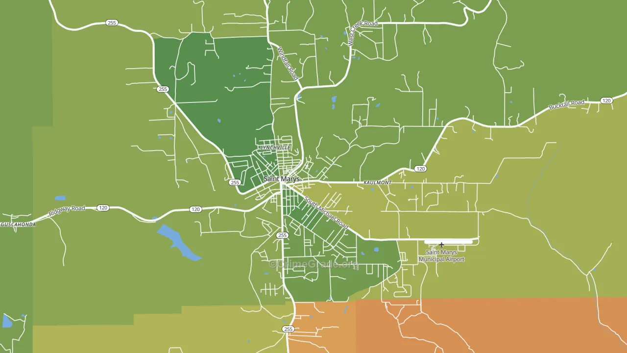 St. Marys, PA Map of Robbery Rates