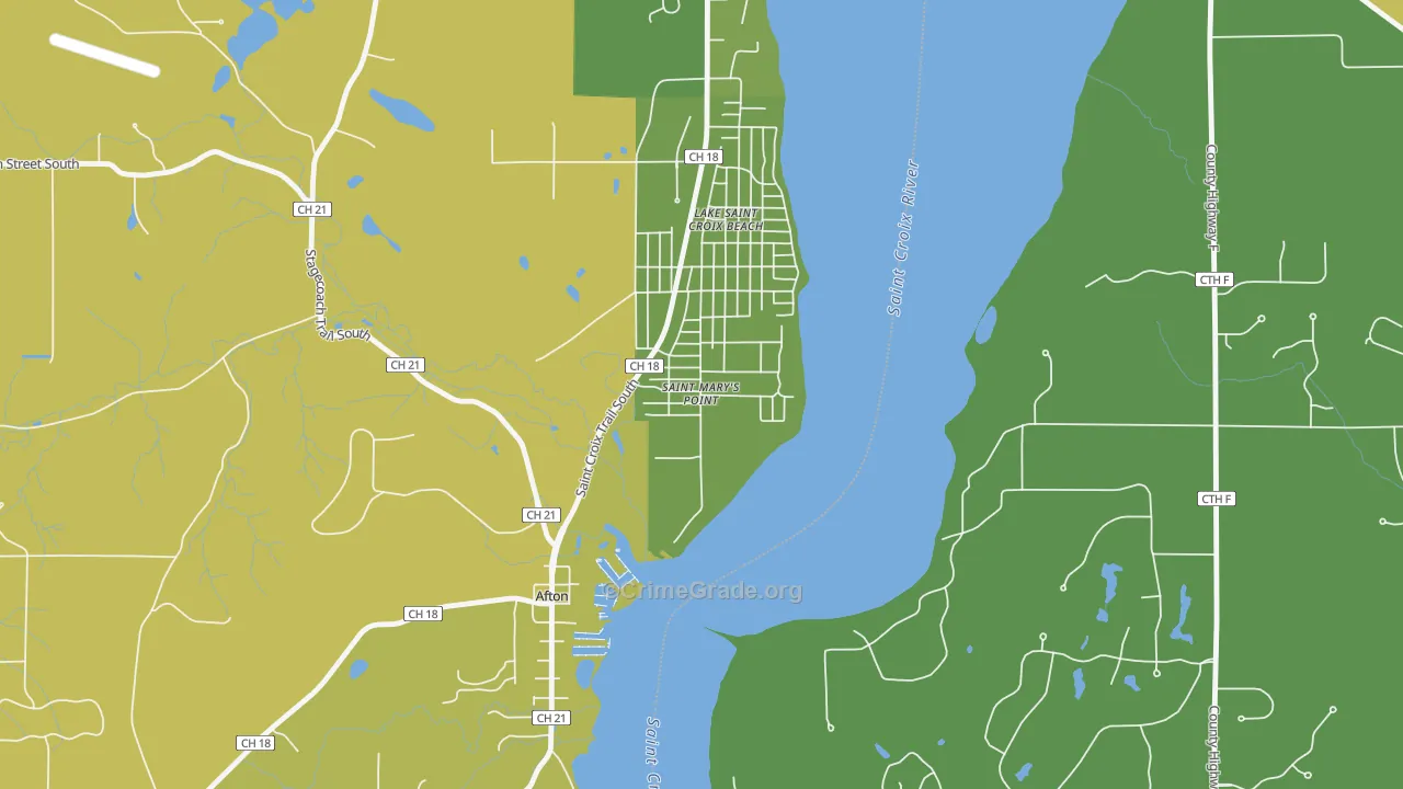St. Marys Point, MN Map of Robbery Rates