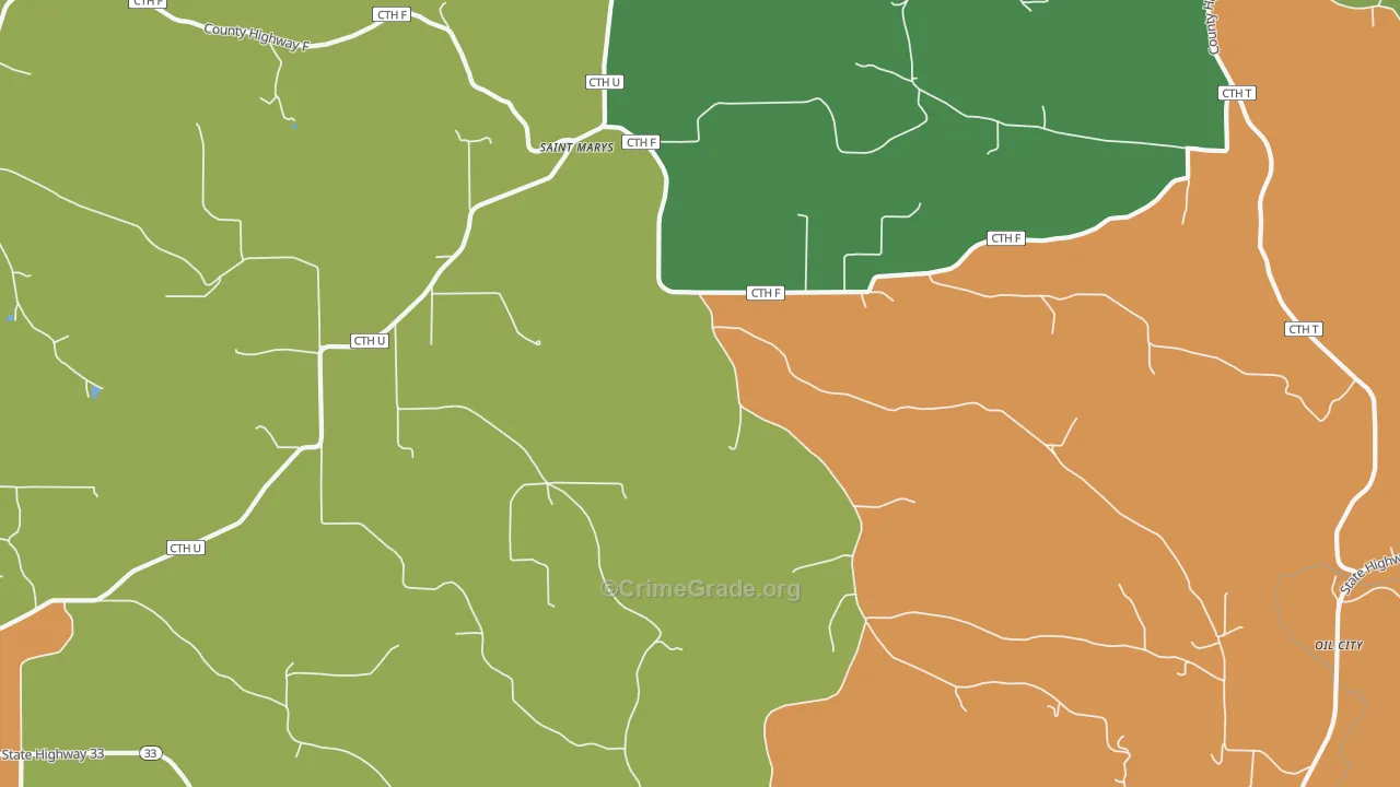 St. Marys, WI Map of Robbery Rates