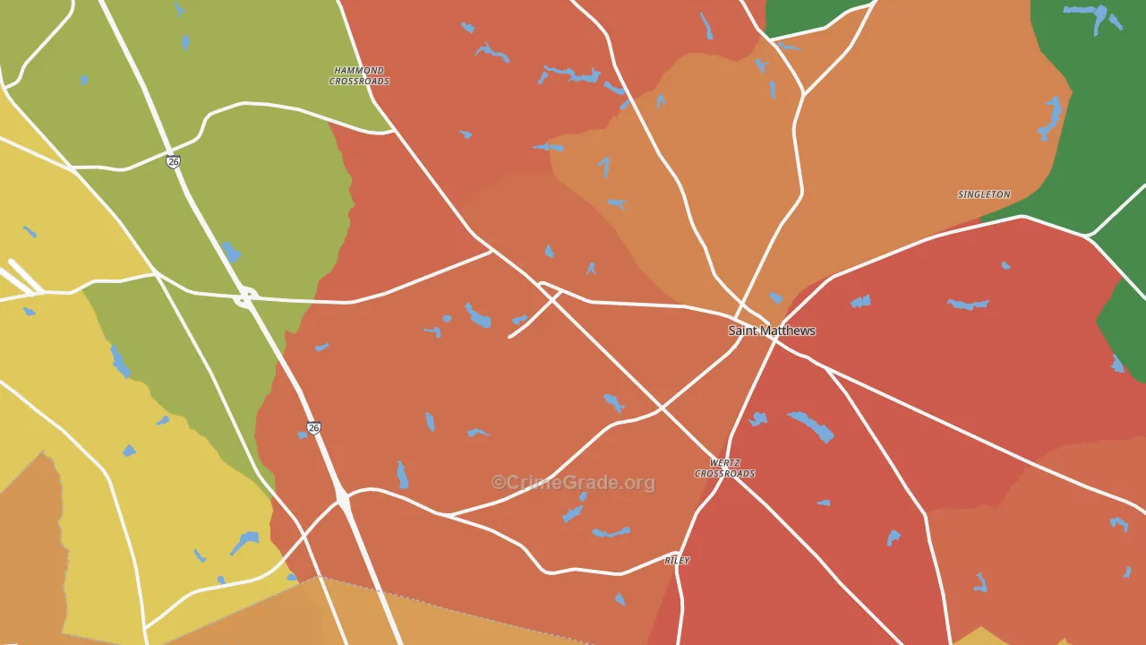 St. Matthews, SC Map of Robbery Rates