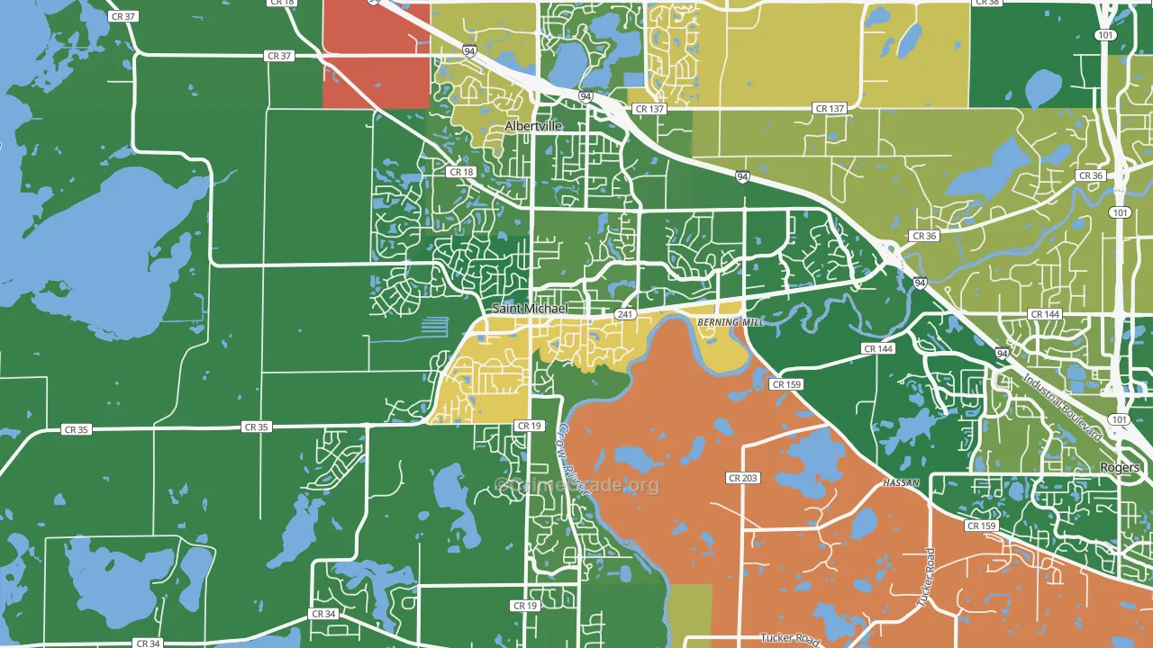 St. Michael, MN Map of Robbery Rates
