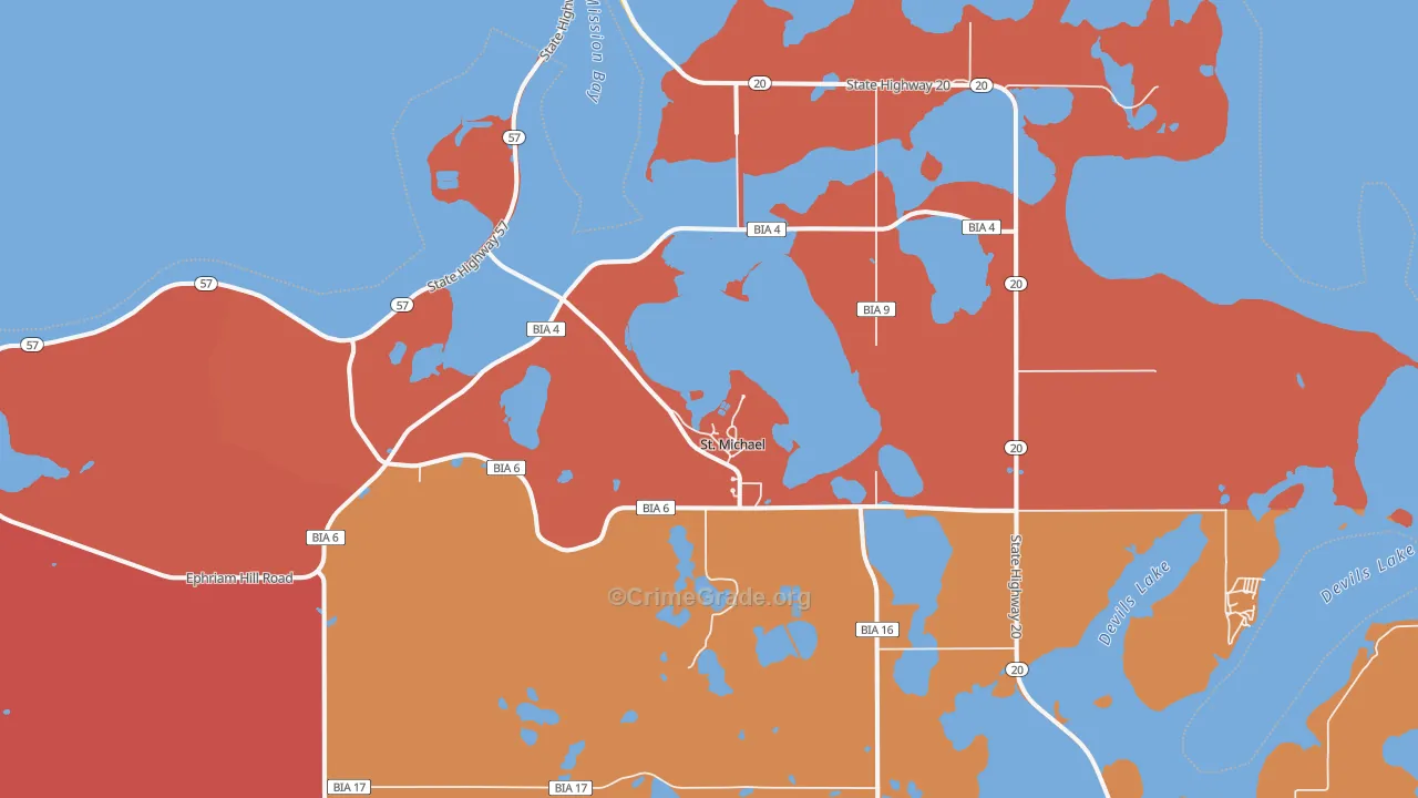 St. Michael, ND Map of Robbery Rates