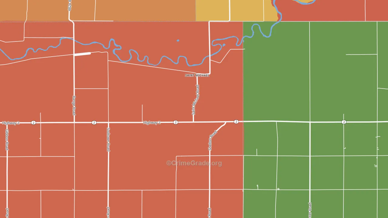 St. Michael, NE Map of Robbery Rates
