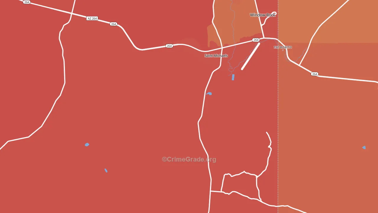 St. Michaels, AZ Map of Robbery Rates