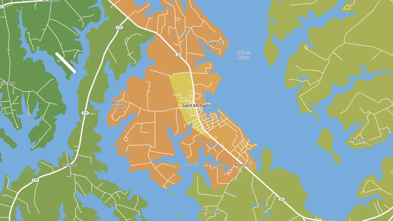 St. Michaels, MD Map of Robbery Rates
