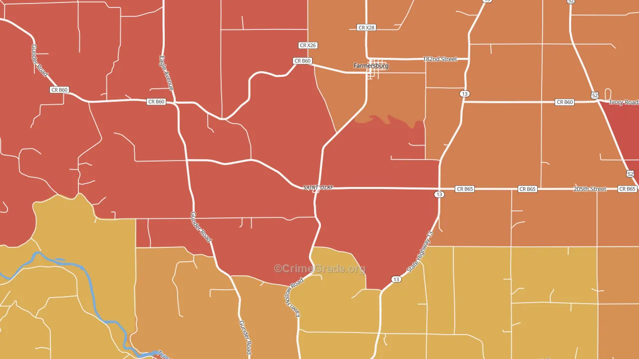St. Olaf, IA Map of Robbery Rates