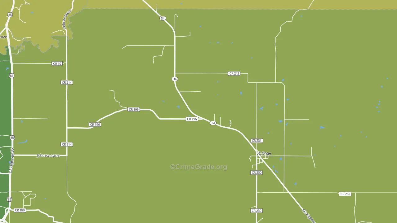St. Onge, SD Map of Robbery Rates