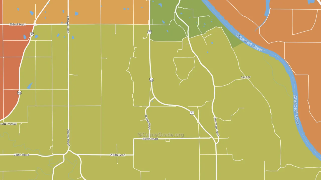 St. Pats, KS Map of Robbery Rates