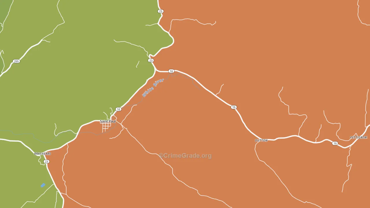 St. Paul, AR Map of Robbery Rates