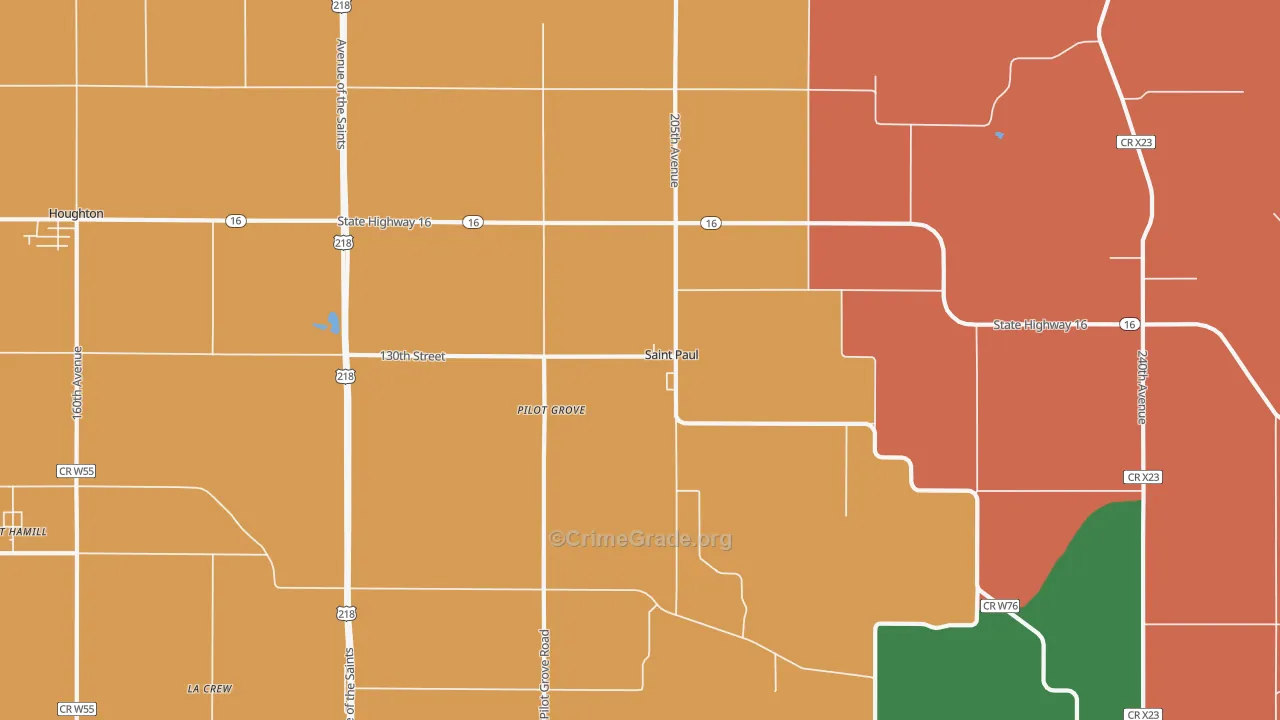St. Paul, IA Map of Robbery Rates