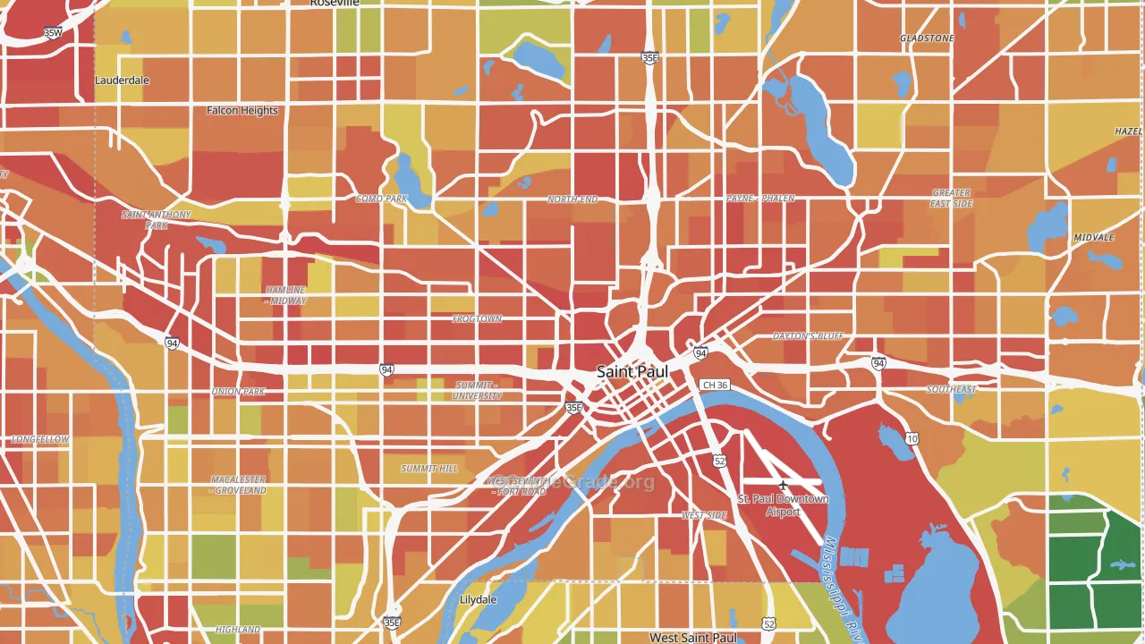 St. Paul, MN Map of Robbery Rates