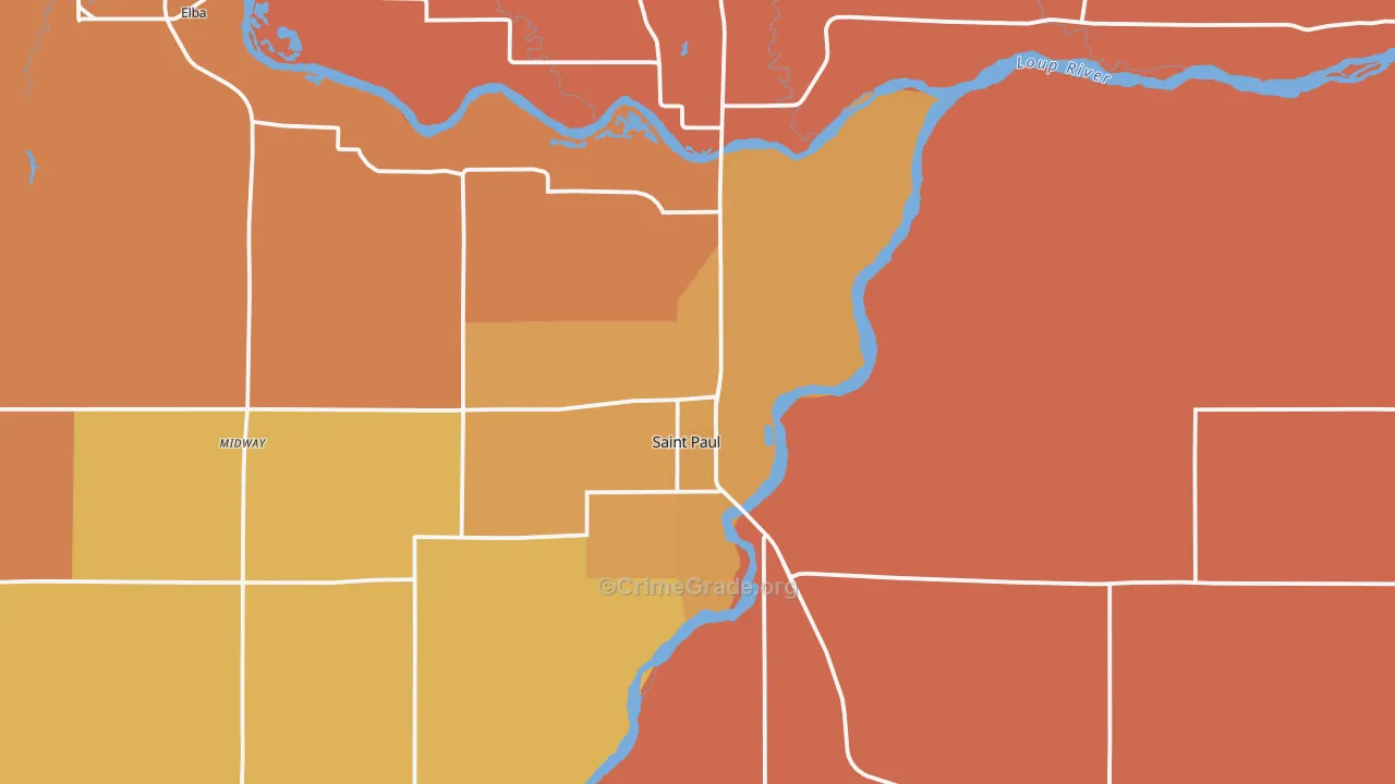 St. Paul, NE Map of Robbery Rates