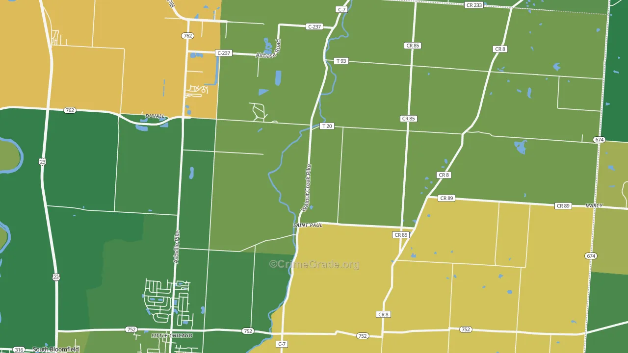 St. Paul, OH Map of Robbery Rates