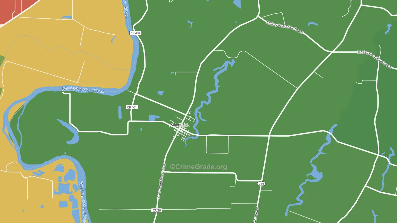 St. Paul, OR Map of Robbery Rates