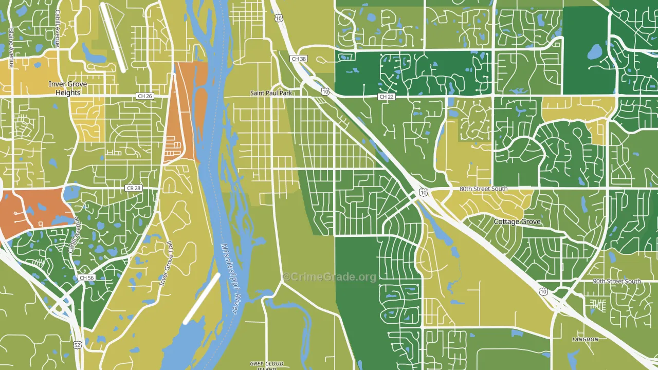 St. Paul Park, MN Map of Robbery Rates