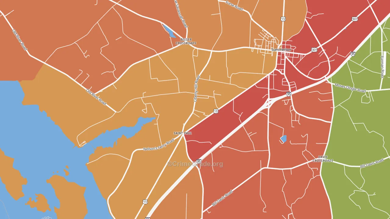 St. Paul, SC Map of Robbery Rates