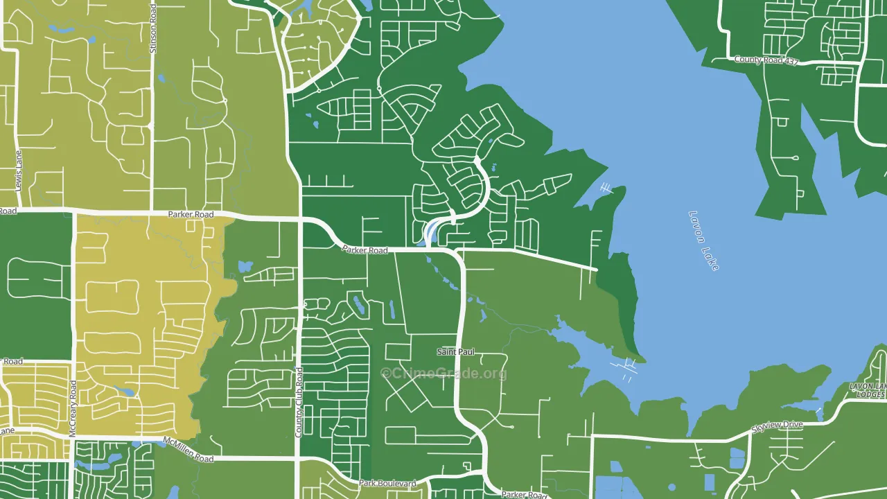 St. Paul, TX Map of Robbery Rates