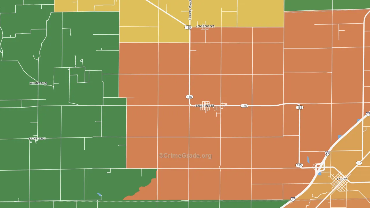 St. Peter, IL Map of Robbery Rates