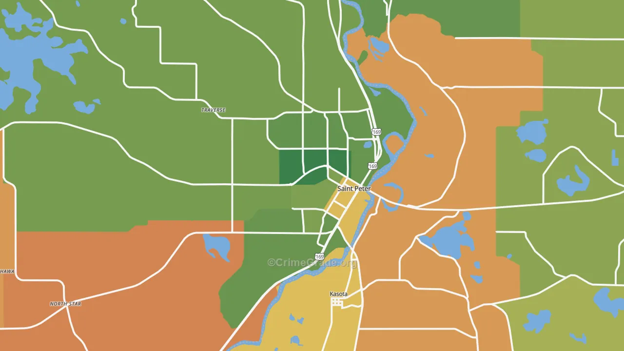 St. Peter, MN Map of Robbery Rates