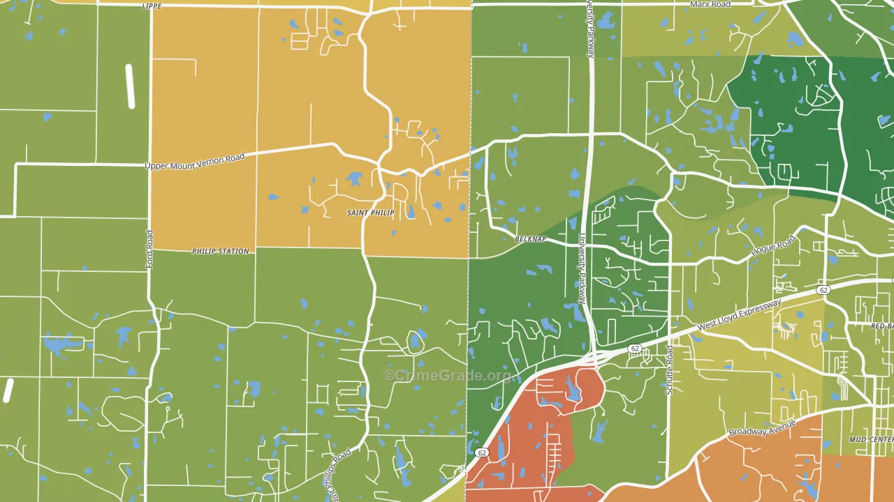 St. Philip, IN Map of Robbery Rates