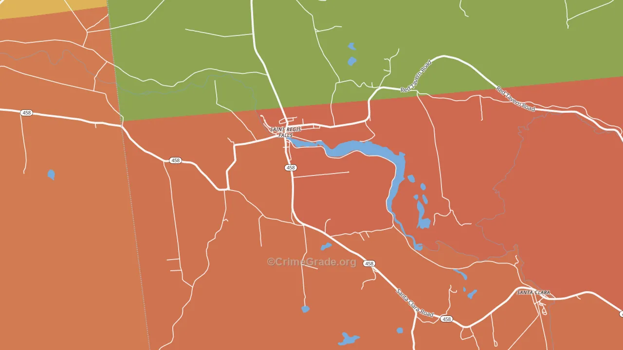 St. Regis Falls, NY Map of Robbery Rates