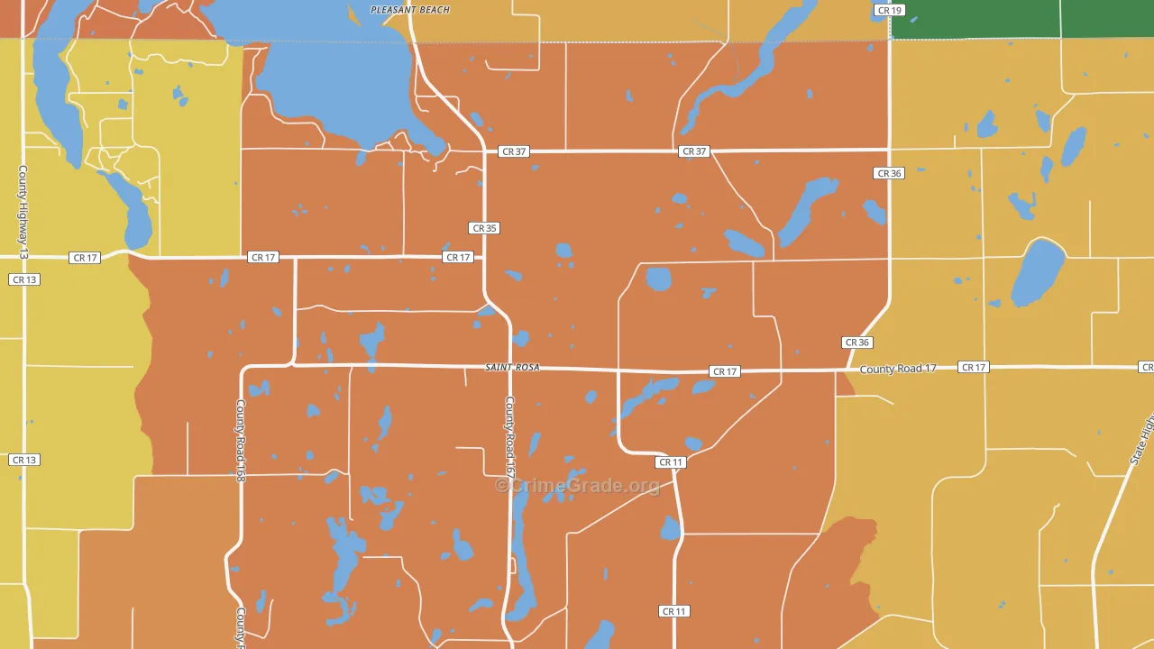 St. Rosa, MN Map of Robbery Rates