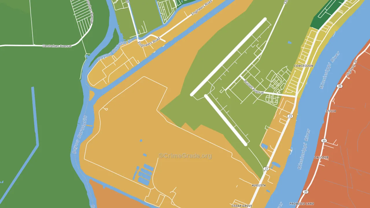 St. Rosalie, LA Map of Robbery Rates